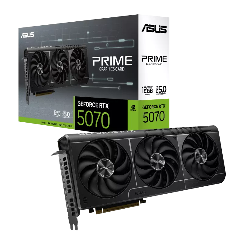 ASUS PRIME GeForce RTX 5070 12GB GDDR7 Graphics Card – PCIe 5.0, Ray Tracing, DLSS 4, HDMI 2.1, DisplayPort 2.1
